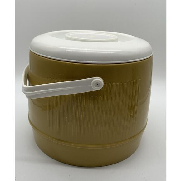 Vtg 4 Qt INSULATED Ice Bucket w/ Lid Bee Plastics Harvest Gold Cook Out Picnic - Picture 2 of 8